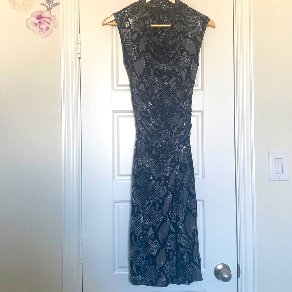 Mock neck snakeskin dress